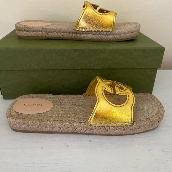 NIB GUCCI Interlocking GG Cut Out Espadrille Sandals 725830 Sz 39.5G US 9.5 $660 - Picture 4 of 12